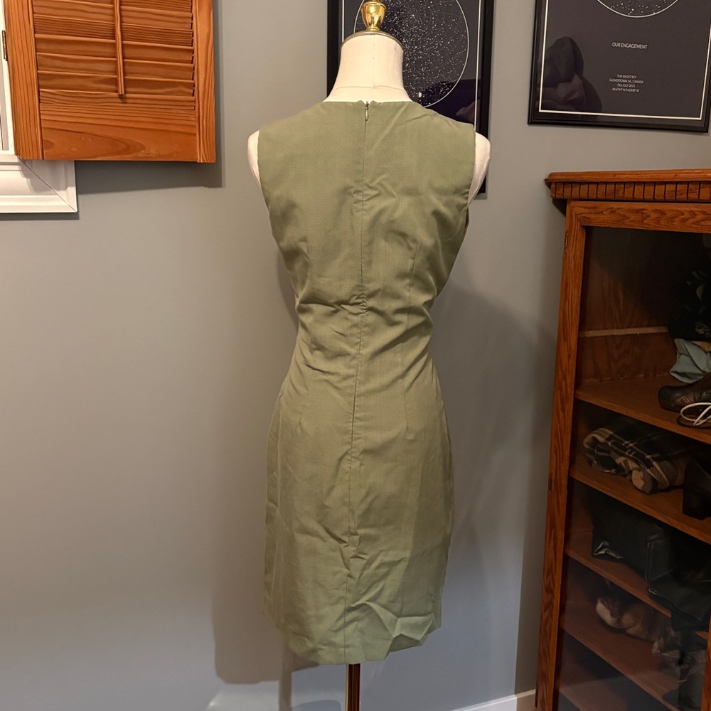Vintage Sage Green Sleeveless Sheath Dress - Picture 5 of 5